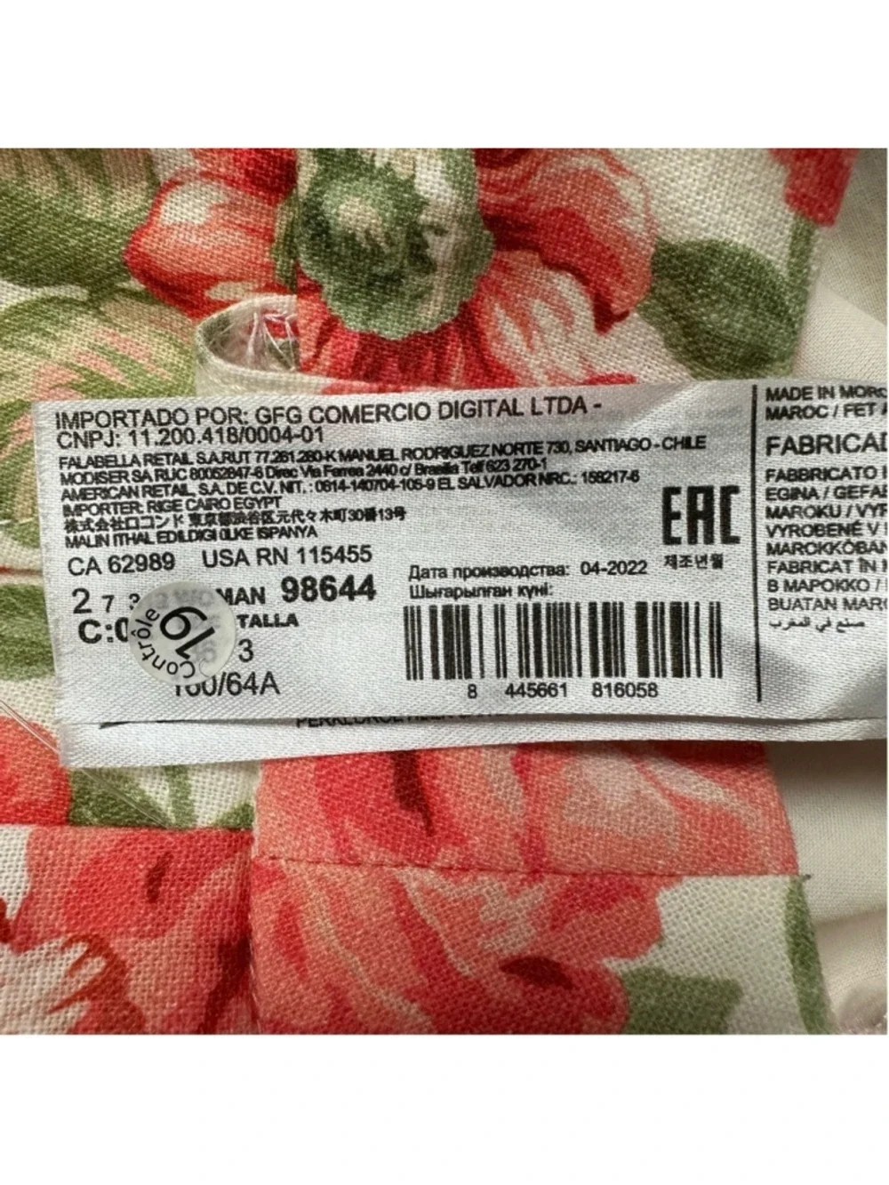 Mango linen cotton floral straight leg pant Size 4 belted Cottagecore Feminine